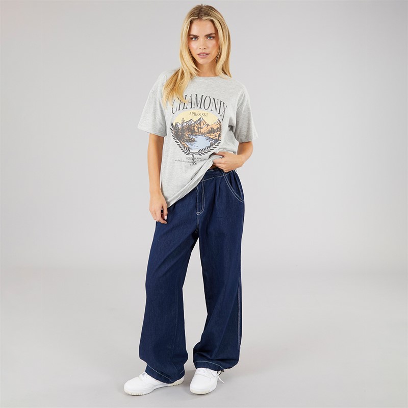 Brave Soul Womens Laurel Graphic T-Shirt Silver Grey Marl