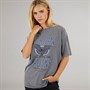 Brave Soul Womens Oversized Graphic T-Shirt Silver Grey Acid Wash