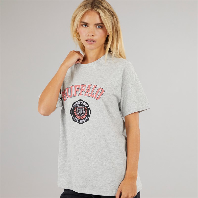 Brave Soul Womens Graphic T-Shirt Silver Grey Marl