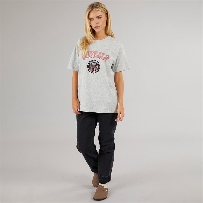 Brave Soul Womens Graphic T-Shirt Silver Grey Marl