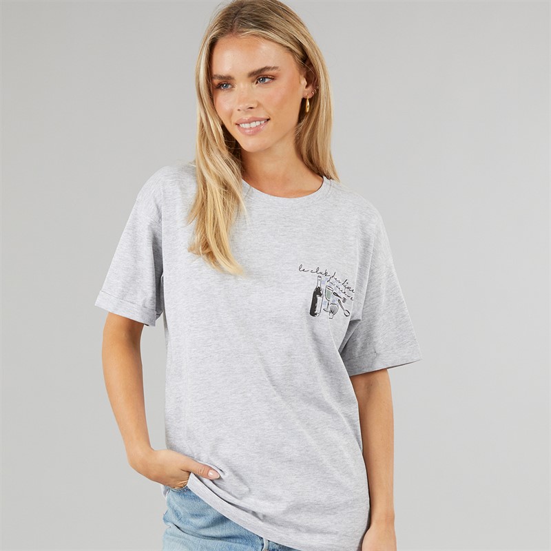 Brave Soul Womens Graphic T Shirt Grey Marl