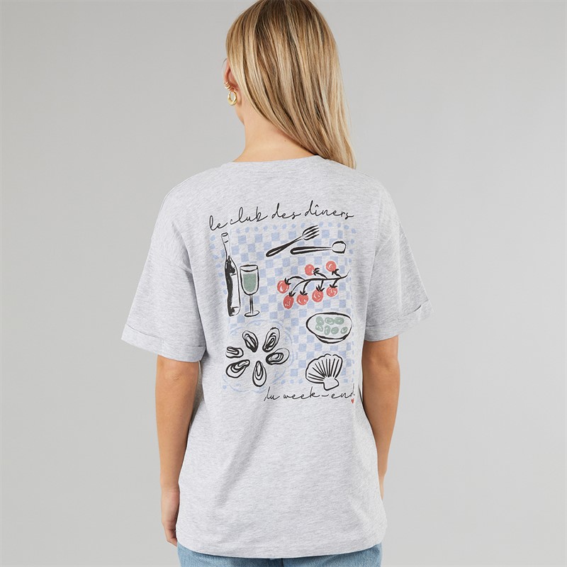 Brave Soul Womens Graphic T Shirt Grey Marl