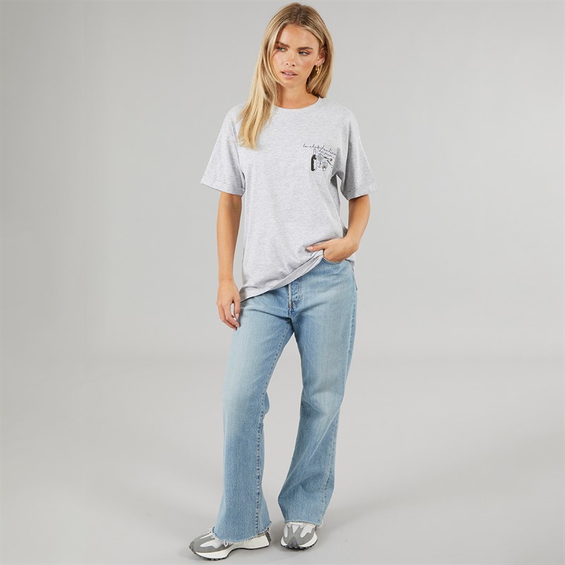 Brave Soul Womens Graphic T Shirt Grey Marl