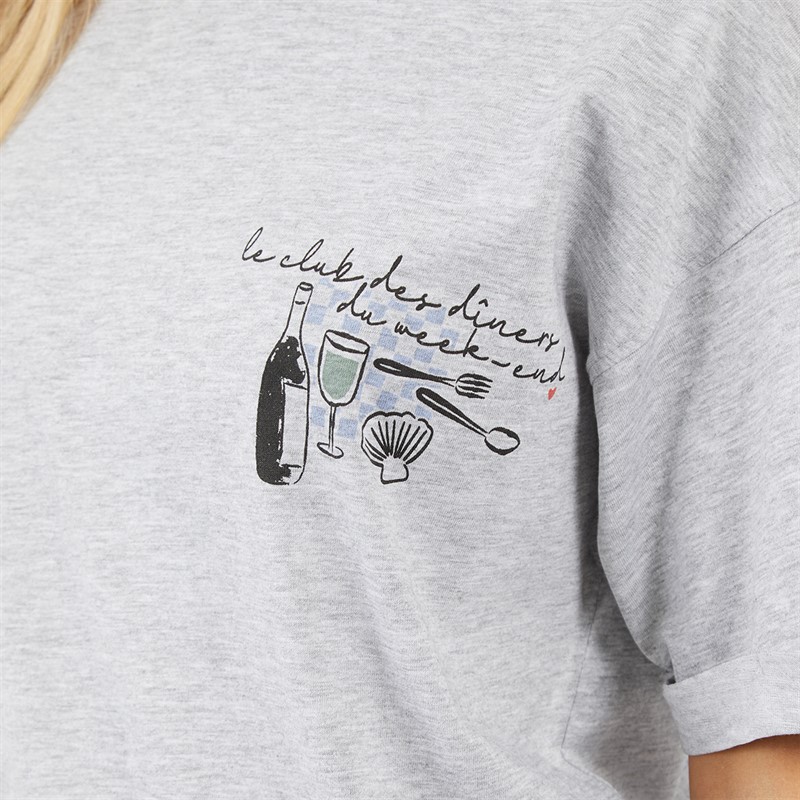 Brave Soul Womens Graphic T Shirt Grey Marl