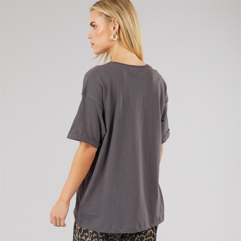 Brave Soul Womens Graphic T-Shirt Dark Charcoal