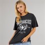 Brave Soul Womens Oversized Graphic T-Shirt Black Acid Wash
