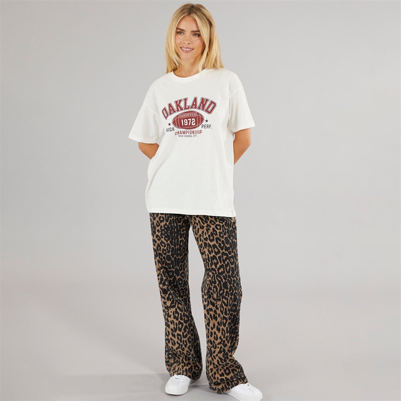 Brave Soul Womens Graphic T-Shirt Cream