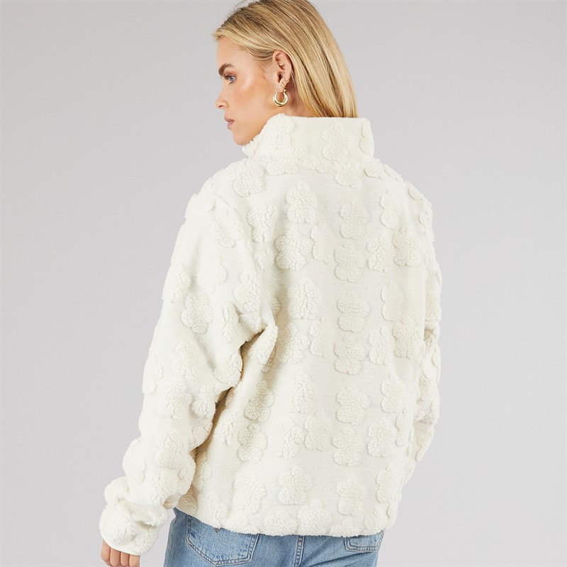 Brave Soul Womens Moon Full Zip Fleece Cream