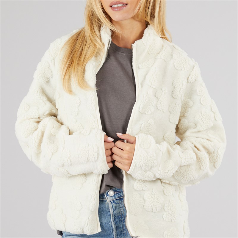 Brave Soul Womens Moon Full Zip Fleece Cream