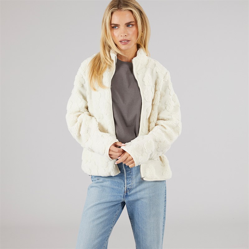 Brave Soul Womens Moon Full Zip Fleece Cream