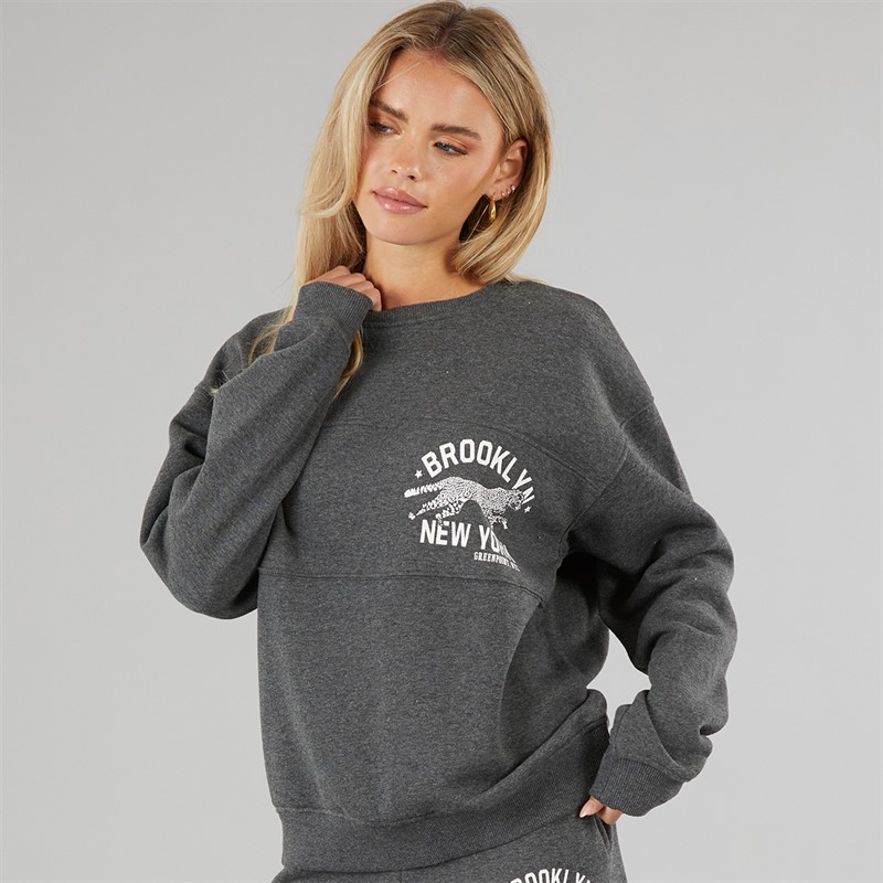 Brave Soul Womens Fortune Sweatshirt Charcoal
