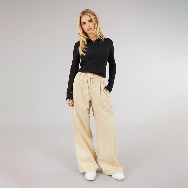 Brave Soul Womens Lesley Collared T-Shirt Black