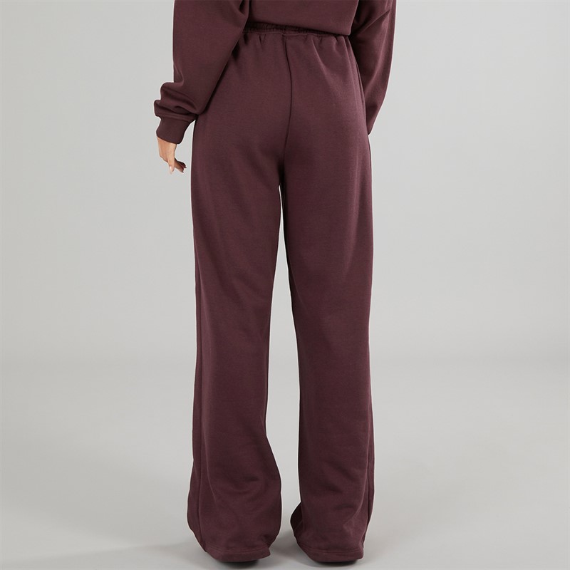 Brave Soul Womens Zoey Wide Leg Joggers Burgundy