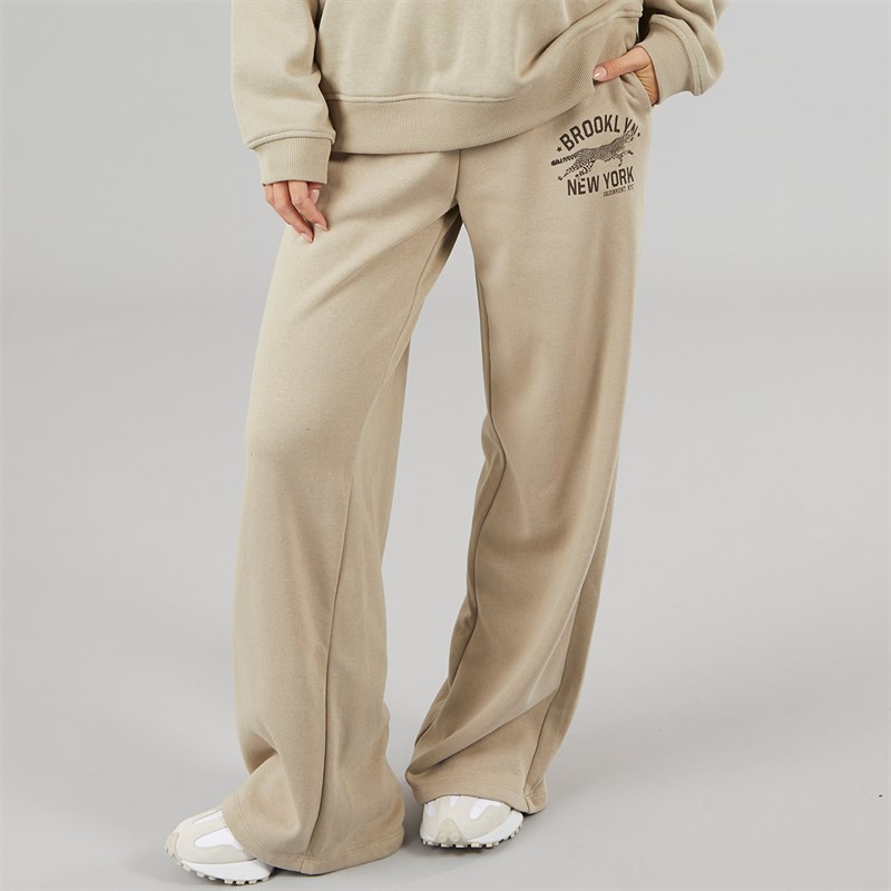 Brave Soul Womens Zoey Wide Leg Joggers Crockery