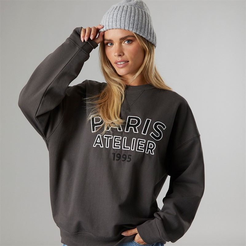 Brave Soul Womens Macy Sweatshirt Charcoal - Size XL