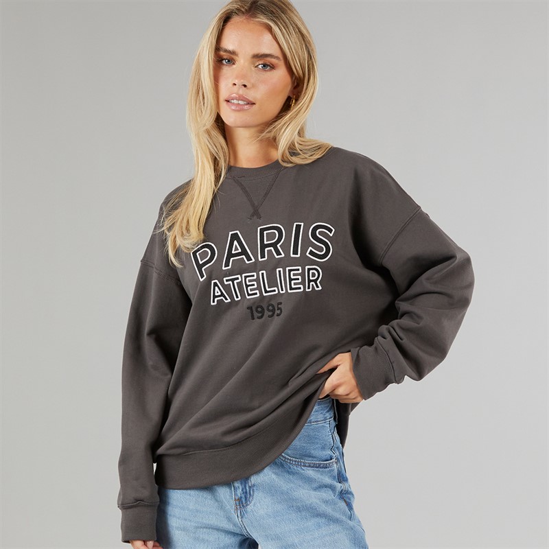 Brave Soul Womens Macy Sweatshirt Charcoal