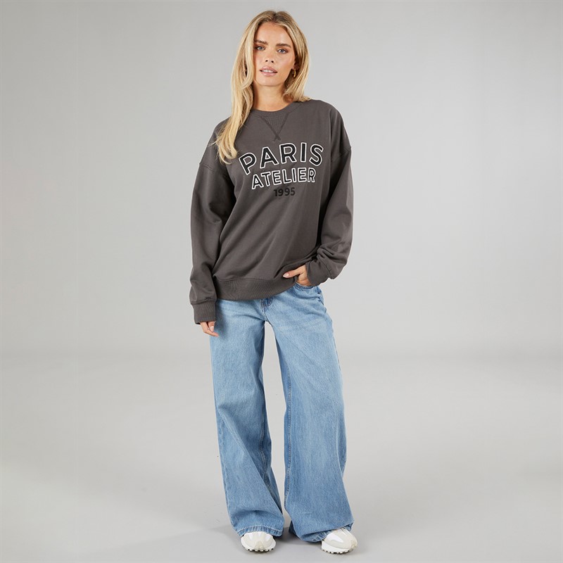 Brave Soul Womens Macy Sweatshirt Charcoal