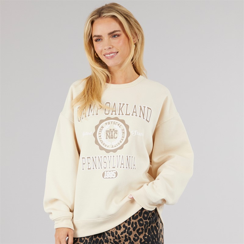 Brave Soul Womens Park Sweatshirt Cream