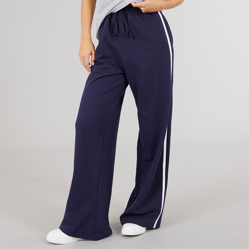 Womens Jenny Wide Leg Joggers Navy/White - Size XL