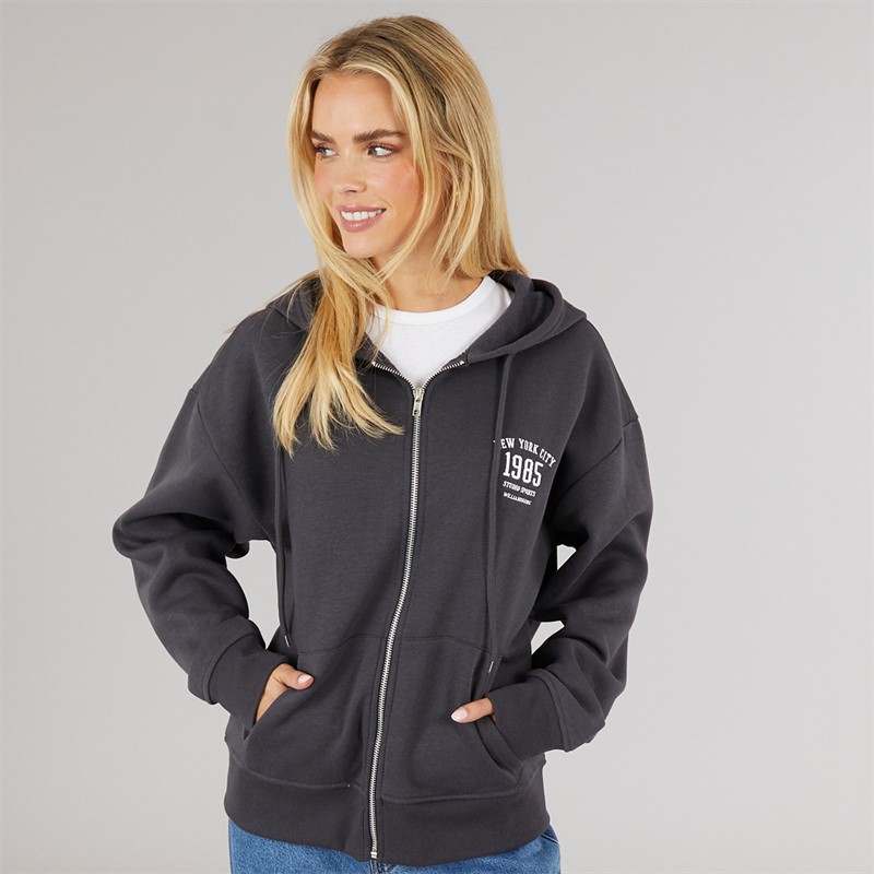 Brave Soul Womens Dua Zip Hoodie Ink