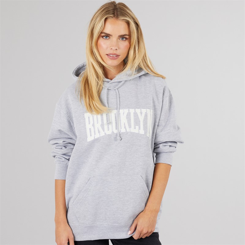 Brave Soul Womens Eilani Printed Sweatshirt Grey Marl/White - Size M