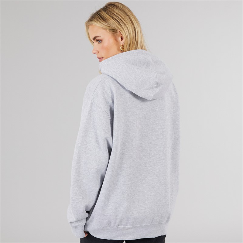 Brave Soul Womens Eilani Printed Hoodie Grey Marl/White