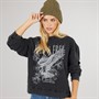 Brave Soul Womens Beth Graphic Sweatshirt Black