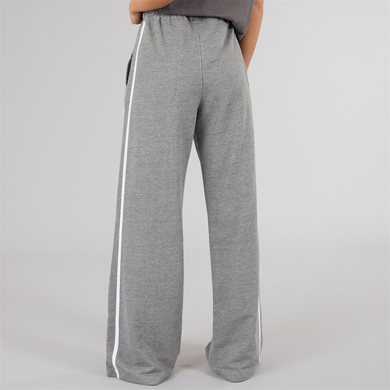 Brave Soul Womens Jenny Wide Leg Joggers Charcoal Marl/White