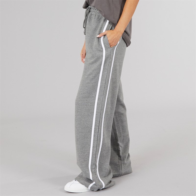 Brave Soul Womens Jenny Wide Leg Joggers Charcoal Marl/White