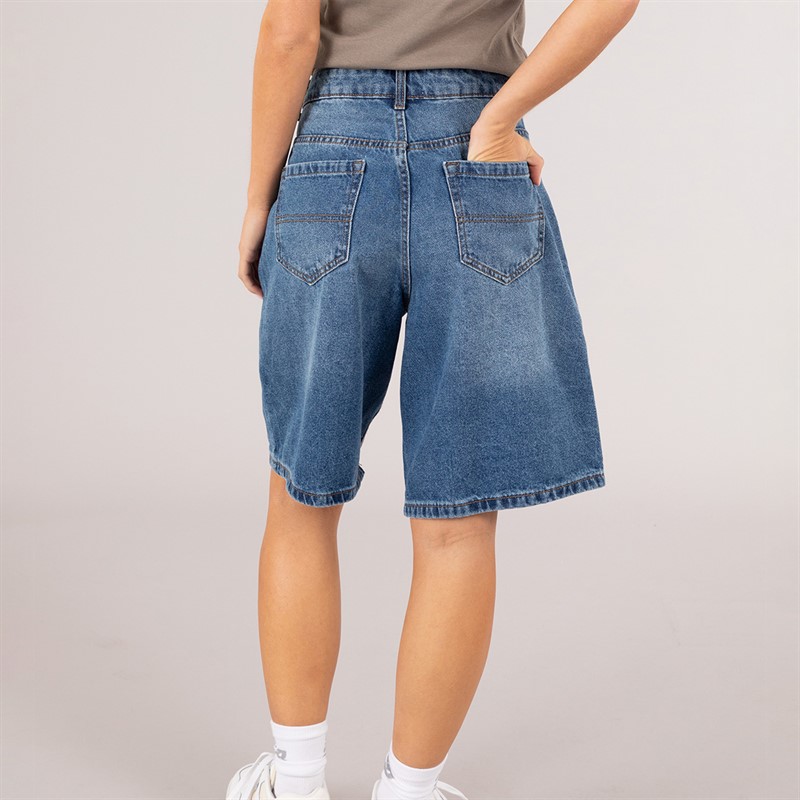 Brave Soul Womens Mich Denim Jorts Dark Vintage Blue