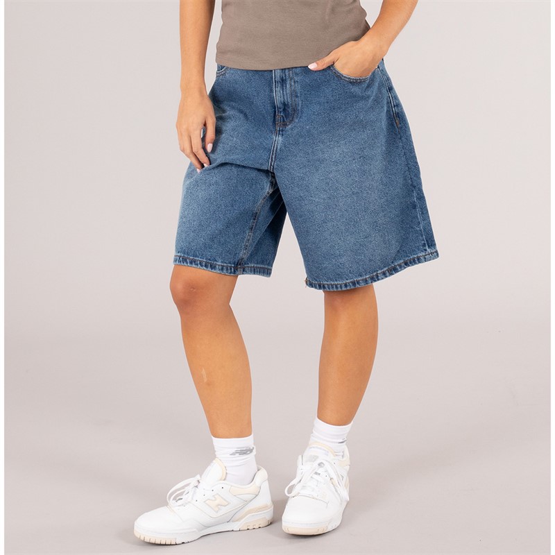 Brave Soul Womens Mich Denim Jorts Dark Vintage Blue