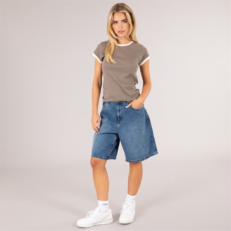 Brave Soul Womens Mich Denim Jorts Dark Vintage Blue