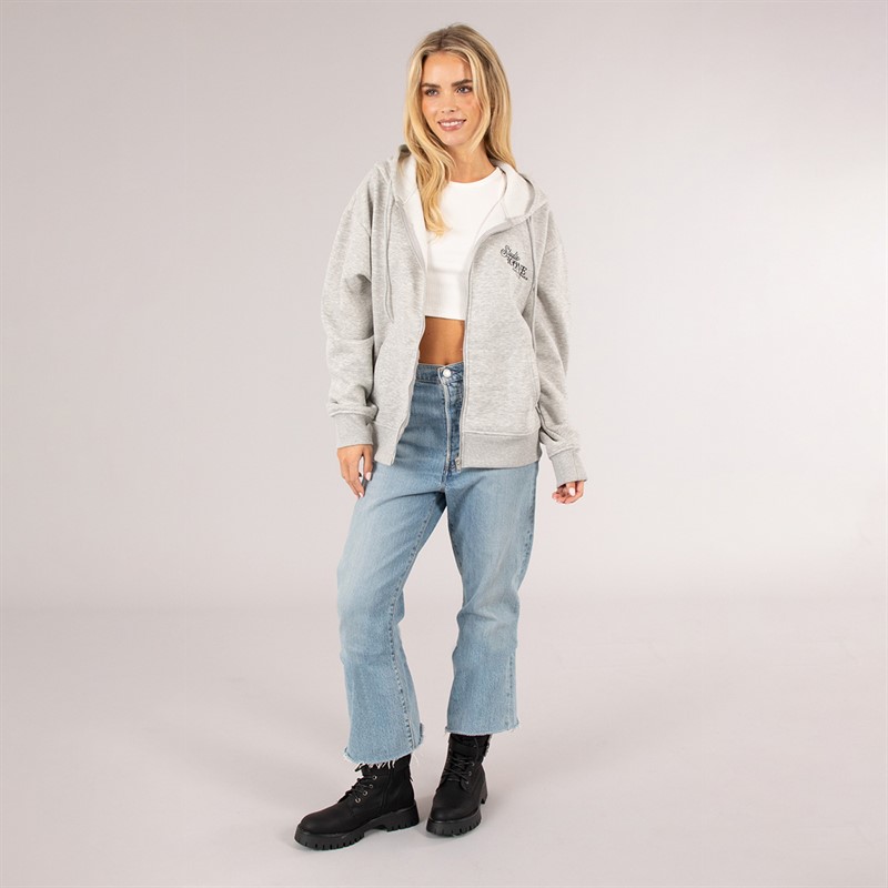 Brave Soul Womens Dua Zip Hoodie Grey Marl