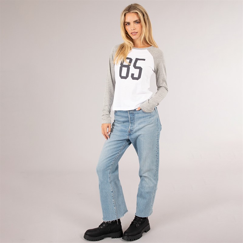 Brave Soul Womens Lisa Graphic T-Shirt White/Grey Marl