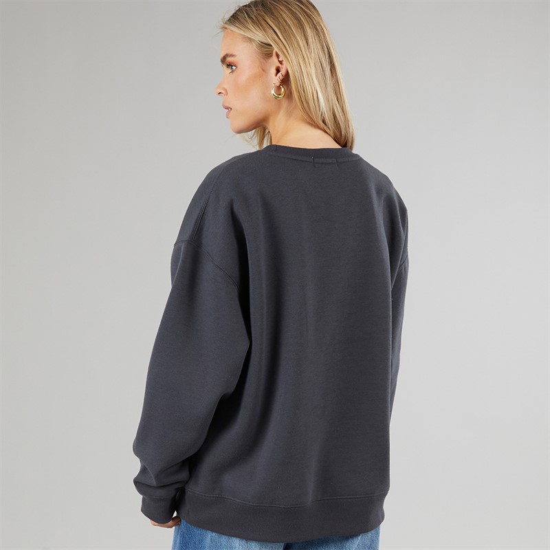 Brave Soul Womens Moll Embroided Sweatshirt Charcoal