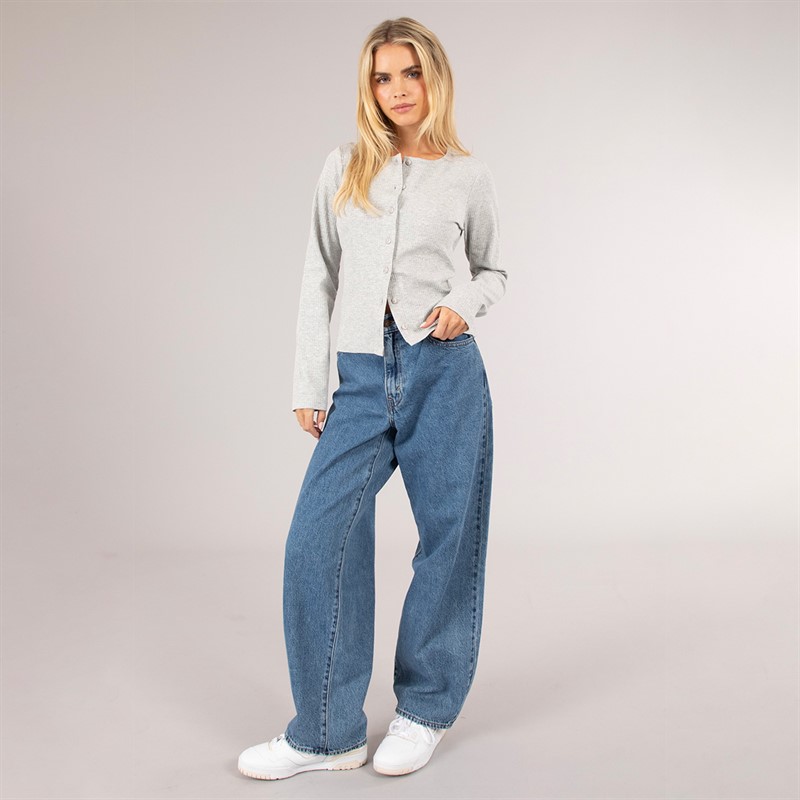 Brave Soul Womens Ellie Ribbed T-Shirt Grey Marl