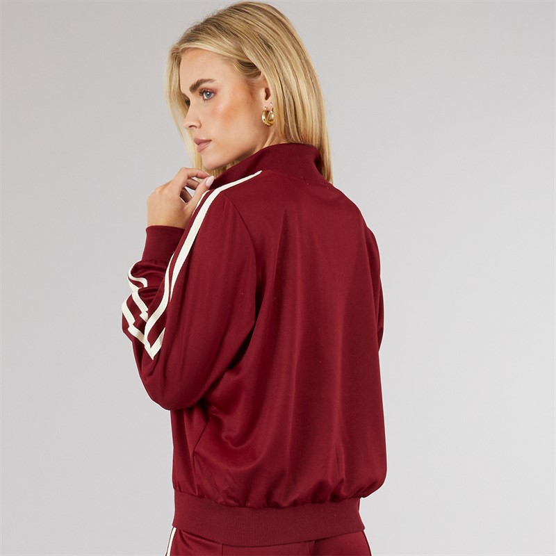 Brave Soul Womens Selma Stripe Sweatshirt Burgundy