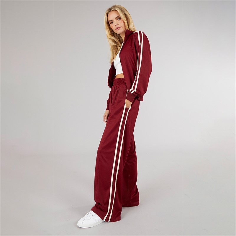 Brave Soul Womens Selma Stripe Sweatshirt Burgundy