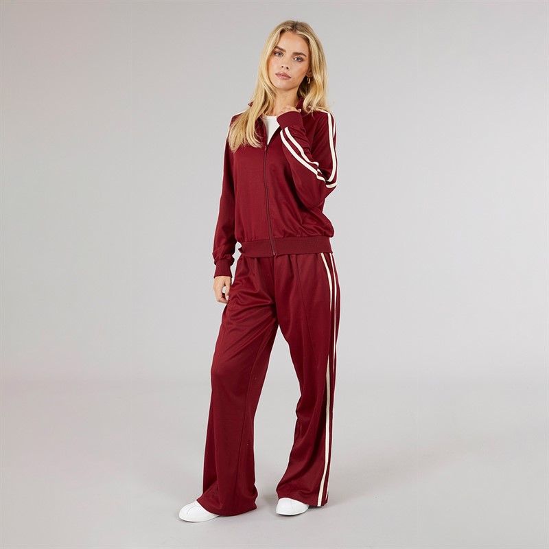 Brave Soul Womens Selma Stripe Sweatshirt Burgundy