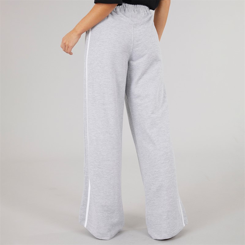 Brave Soul Womens Jenny Wide Leg Joggers Grey Marl/White