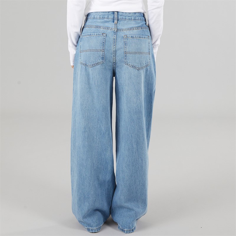 Brave Soul Womens Peyton Wide Leg Jeans Pale Blue