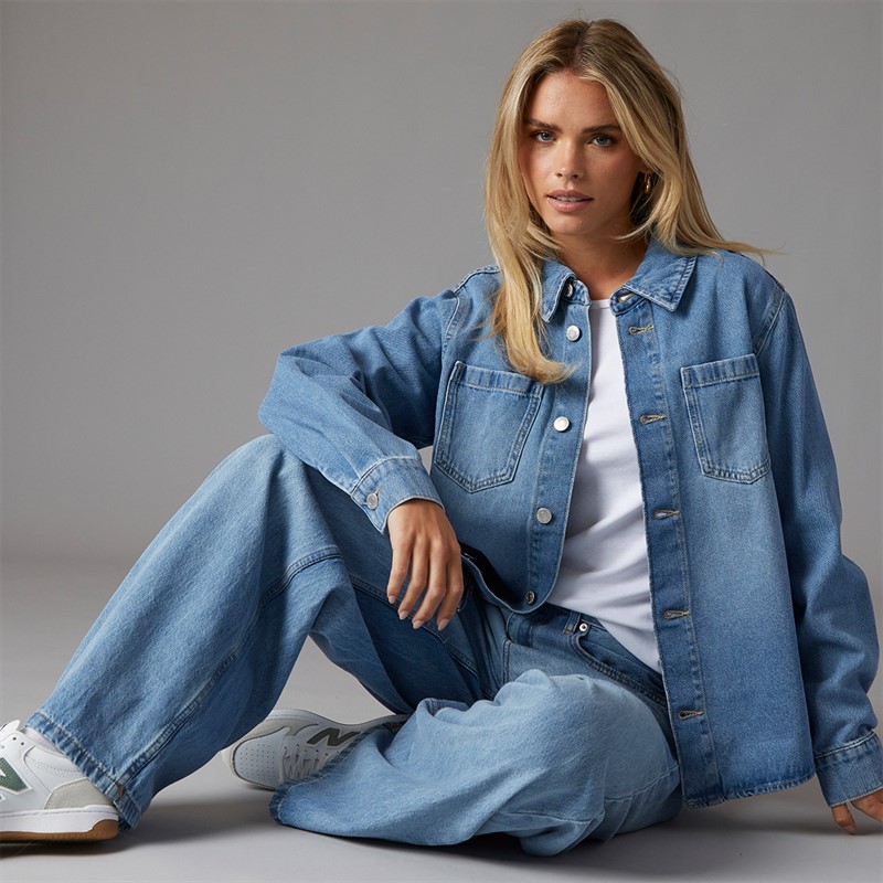 Brave Soul Womens Peyton Wide Leg Jeans Pale Blue