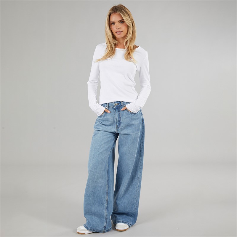 Brave Soul Womens Peyton Wide Leg Jeans Pale Blue