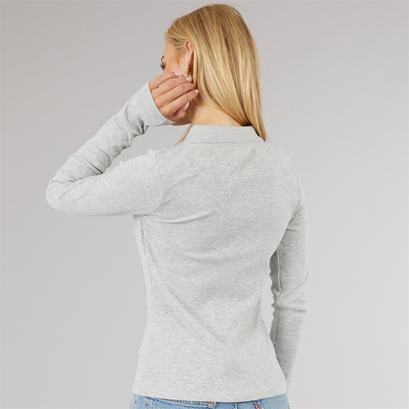 Brave Soul Womens Lesley Collared T-Shirt Grey