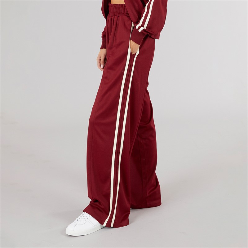 Brave Soul Womens Noelle Stripe Joggers Burgundy/Cream