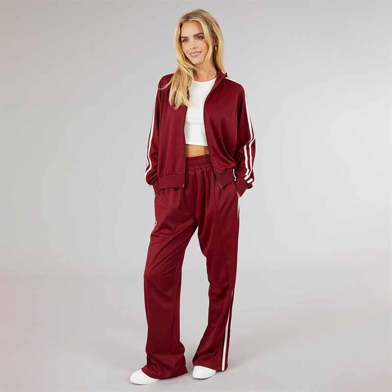 Brave Soul Womens Noelle Stripe Joggers Burgundy/Cream