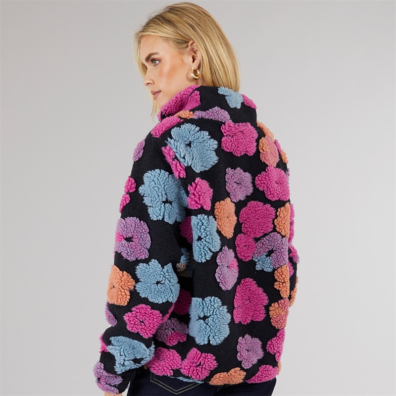 Brave Soul Womens Star Full Zip Fleece Black/Multi