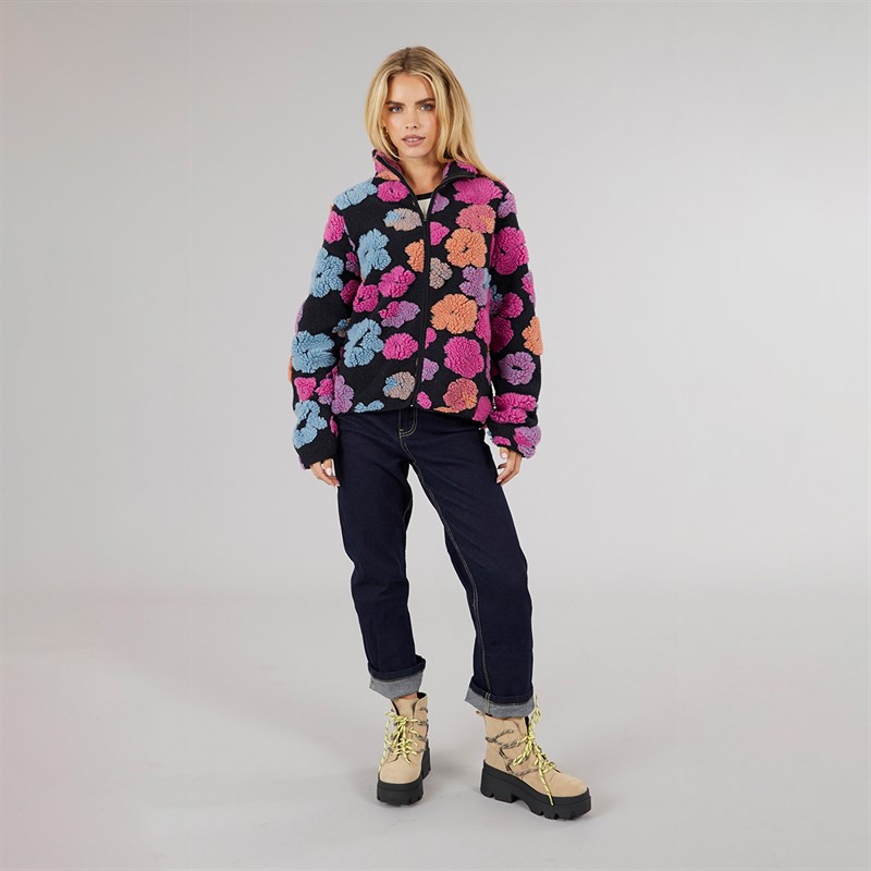 Brave Soul Womens Star Full Zip Fleece Black/Multi
