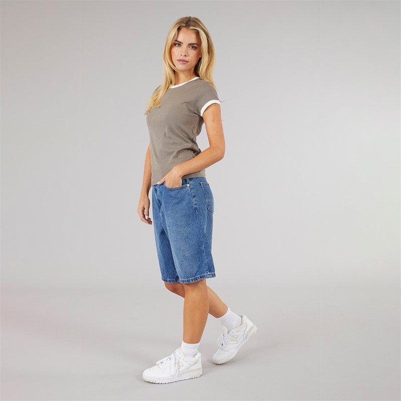 Brave Soul Womens Ina Ringer T-Shirt Rock/Cream