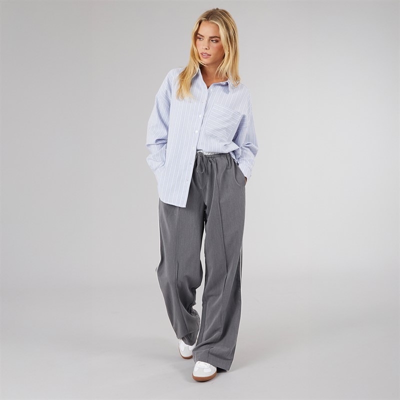 Brave Soul Womens Jessie Tailored Trousers Grey/White